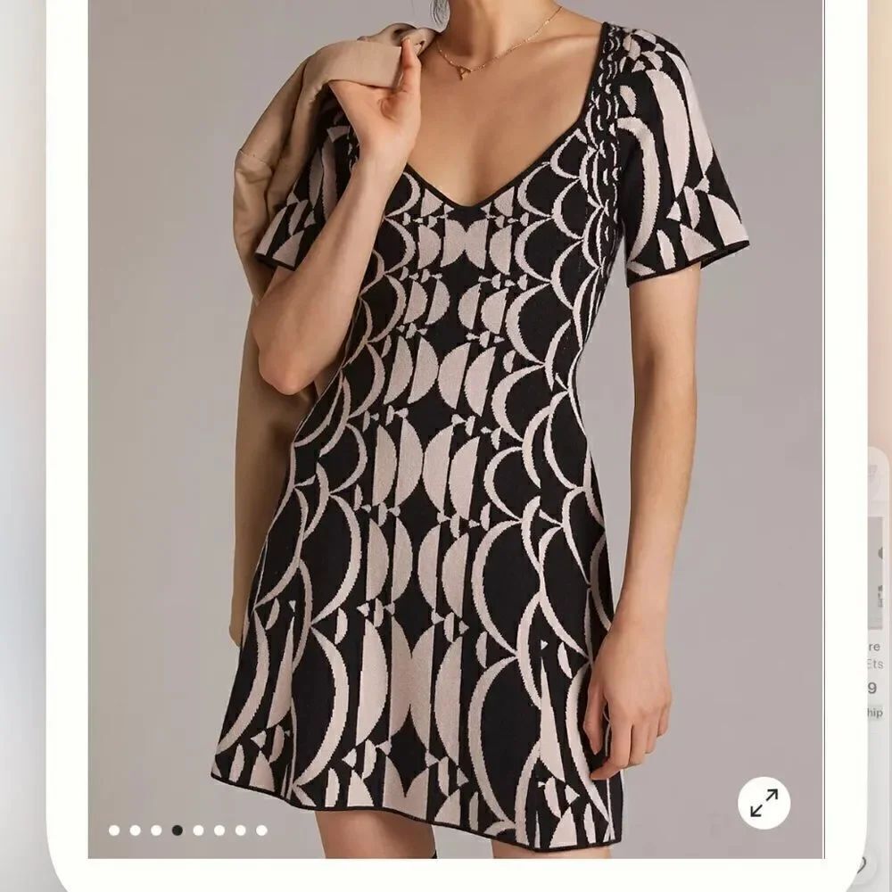 Anthropologie Jacquard Mini Sweater Dress NWT